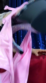 Worship Sweet Lucifer's Shiny Pink Bikini on Her Sexy Feet in High Heels