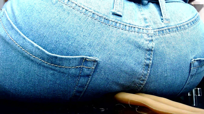 Maeling: Ebony Bitch Crushed in Denim Jeans and Ass Stifled Ignorant