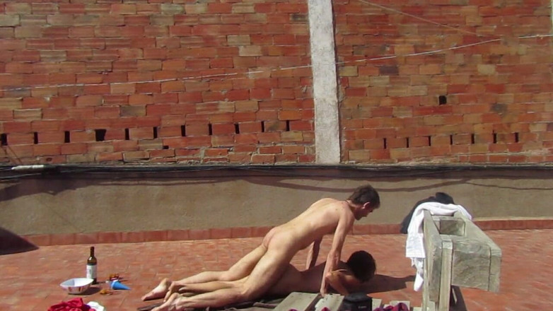 Magia Rosa: Amateur Couple Fucking on the Terrace, Outside Sex
