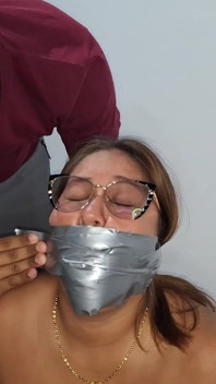 Nude BBW Claudia Zambrano Gagged Helpless and Hogtied by Master