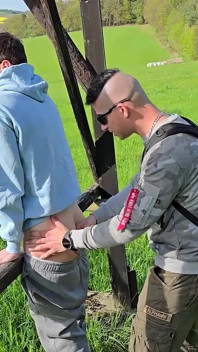Gay Boys Fuck Bareback by the Hunting Stand