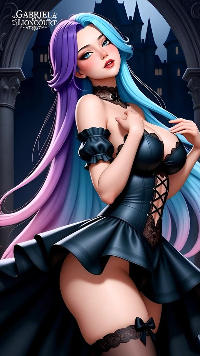 Gabriel de Lioncourt AI: Des Filles Gothiques Hentai Aux Cheveux Tachés Exhibent Leurs Gros...