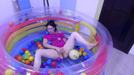 Goddess Misha Goldy: Pussy play in baby inflatable trampoline!!