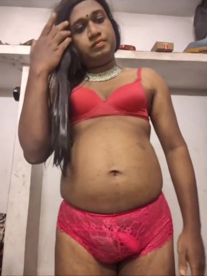 akhilzq: Desi Shemale Strocking Her Dick with Pressing Boobs