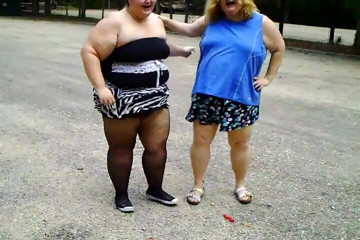 BBW nurse Vicki adventures with friends: Angie Kimber and I play with balloons out side
