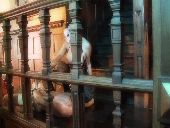 The Window of Sex: Nejžhavější scéna kotě 1busty kitten v prádle a masce šukání v knihovně