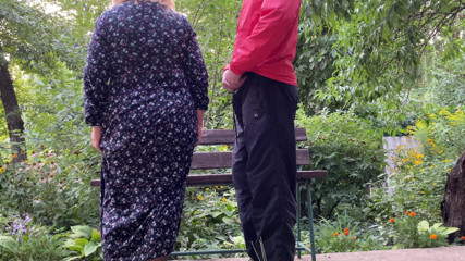 OurFetishLife: Double pissing stepmom in pantyhose and stepson outdoors