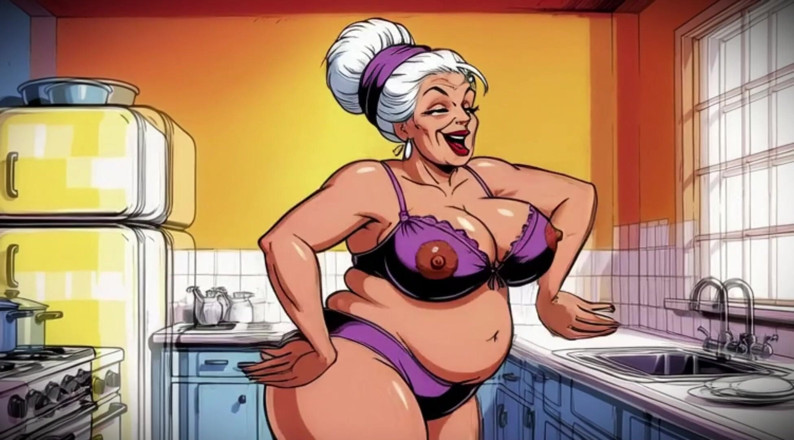 AI Porn: Kartun Klasik - Wanita Bogel Di Dapur