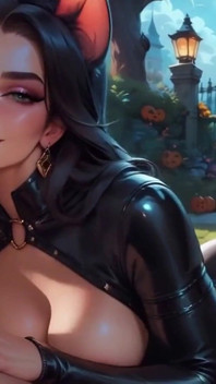 Wanita Feline Menyamar Untuk Halloween Ai