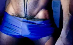 My Massive Bulge in My Tight Blue Spandex Shorts with Cockring