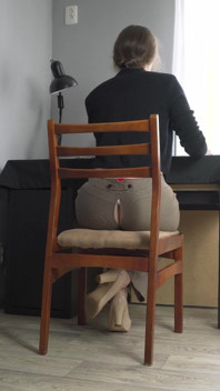 Peeking at Secretary Working in Ripped Pants