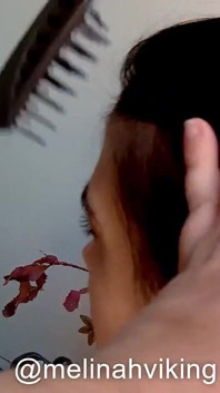 Brunette Hair Brushing