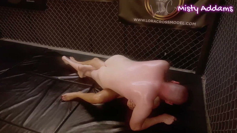 MistyAddams: Misty Addams vs. Hanz Vanderkill cage wrestling - Round 3