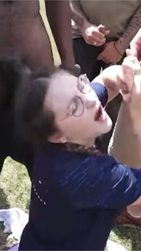 Nerdy Girl Swallows Loads During Dogging Session