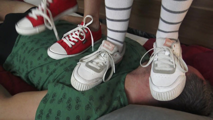 Femdom Austria: Teen Slut Girls Sneaker Face Standing and Jumping!