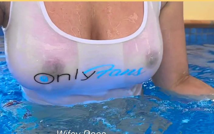 Wifey Does: Chemise mouillée dans la piscine. Vidéo incroyable de chemise mouillée