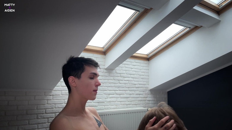 Matty And Aiden: Blond twink Aiden sucks his teenage friend Matty