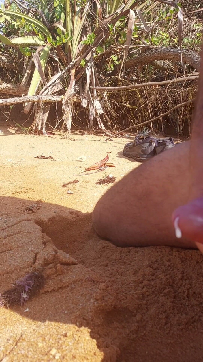 Ladysilvas: Ladysilva Masturbating His Cock on a Deserted Beach Until He...