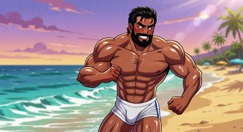 Erotic Man: Handsome Beach Men Animation