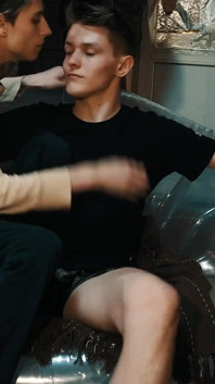 Hot sex on a transparent in inflatable chair