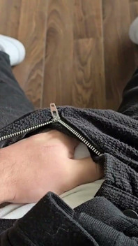 Lunch Break - Hot Stepdaddy Rubs His Fat Cock Through White Calvin Klein
