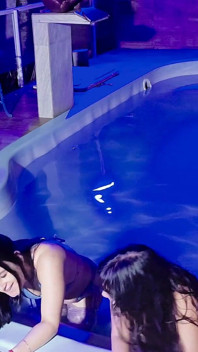 Caught in the Act! Two Brunettes Caught Masturbating in the Condo's Pool
