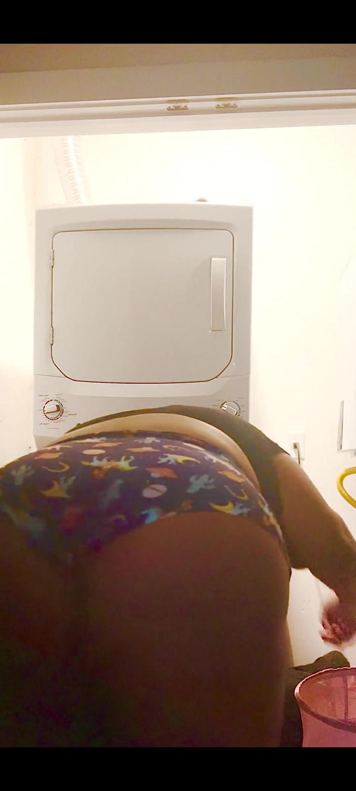 Monique Starr: You Catch Your Hot, Tall, BBW, Ebony, Step-mom Doing Laundry...