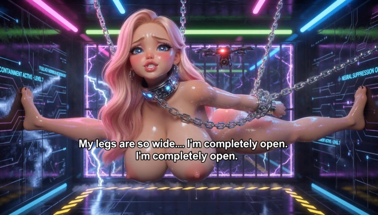 Stories&Anime: Sclavă blondă supusă Ai Chains high-tech închisoare robie 3D hentai