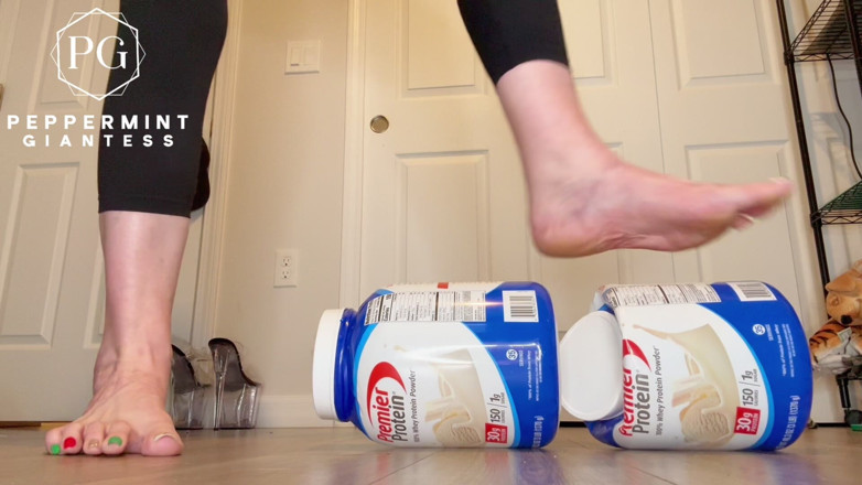 Peppermint Giantess: Size 16 Foot Domination: Protein Tubs Crushed Like Toys