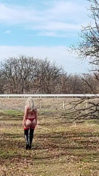 Little Whore Strips off Her Red Bodysuit on the Highway Part 1