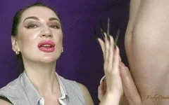Super cumshot long stiletto nails handjob