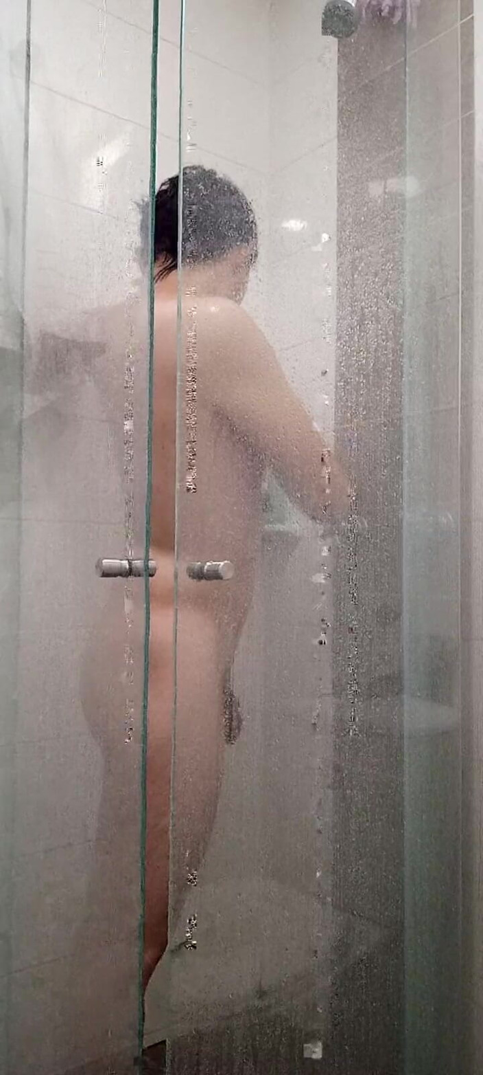 Diego_latinboy: Big Dick Ducha Gym Hairy Bush Jerking off Cum in...