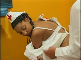 Hot and Wet: Black nurse in stockings sucks the doctor's dong on her...