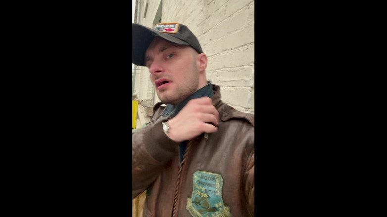 Kinky Sirius: Kinkysirius Enjoy Rain Shower in Brown Vintage Leather Bomber and...