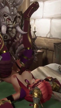 लाल बालों वाली योगिनी orc warlord द्वारा तोड़ी गई: warcraft parody