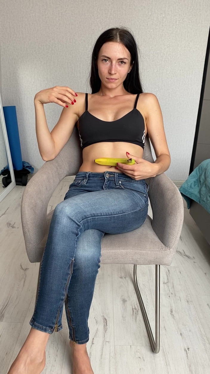 Princess Monica: Teasing in Jeans,eating &amp; Sucking Banana