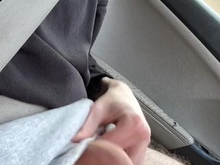 Ghost Cams: Stroking my soft uncut cock in the car