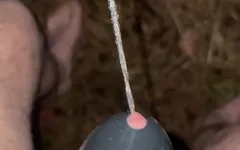 POV outdoor chastity cage pissing