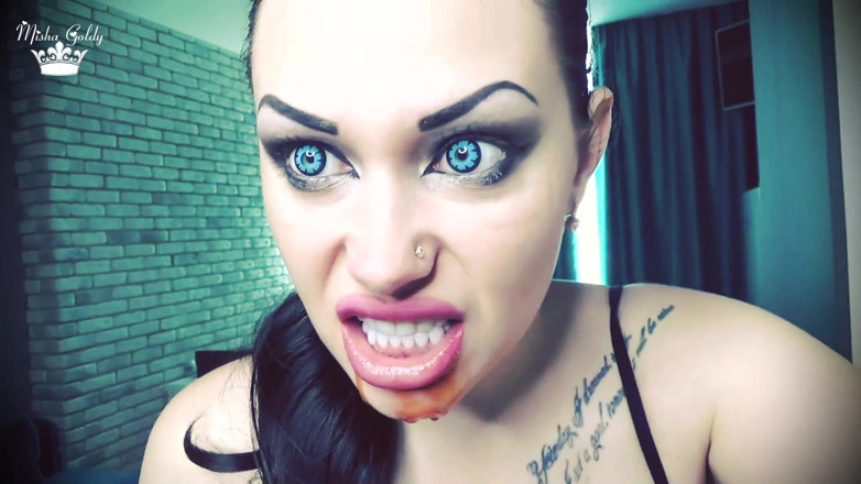 Goddess Misha Goldy: Giantess Eating 5 Chastity Slaves Who Stole the Keys!