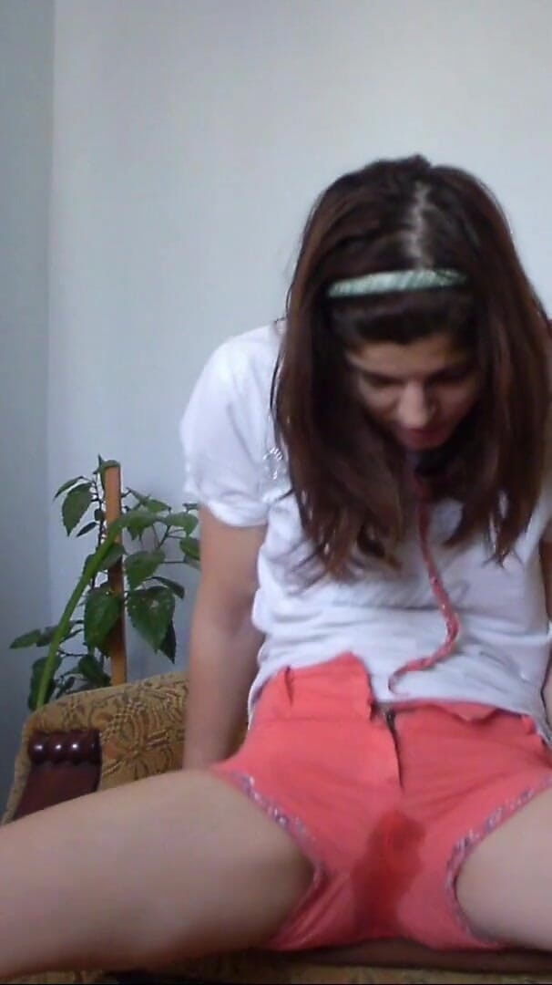 Sexy Teen Has Full Bladder and She Is Desperate to Pee so She Empty Her Bladder in Her Short Pants (Wet Maya)
