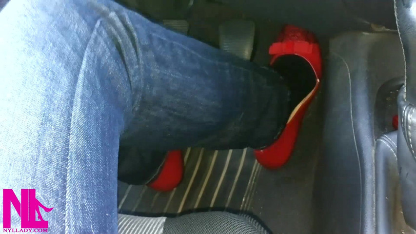 Pedal Pumping and Relaxing My Hosed Feet in Red Pattent Flats (Nyllady) Pedal Pumping and Relaxing My Hosed Feet in Red Pattent Flats (Nyllady)