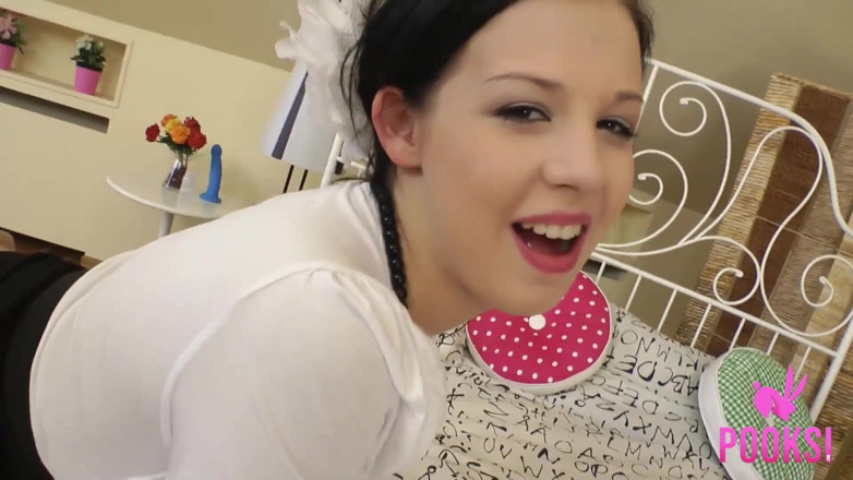 Pooksi: Cute Brunette Coed Olivia Takes Thick Dick Up Her Butthole!