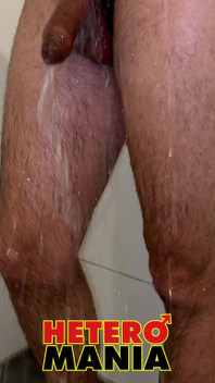 Hairy Straight Louis Takes a Shower After Jacking off