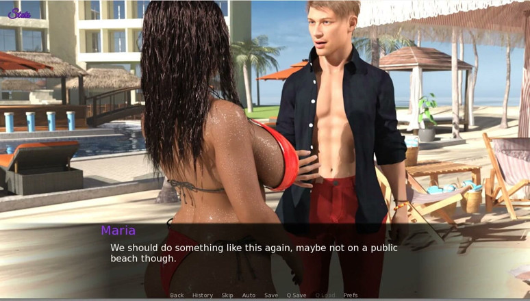 XXX Games Bunk: Natte bikini met vrouw die op het strand staat