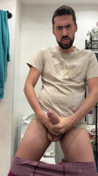 Hot Stepdaddy Jerking off and Busting a Thick Load