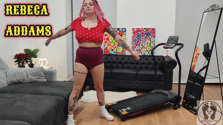 All You Can Fetish: Treadmill Chubby Girl Exersices Short Tights Big Ass