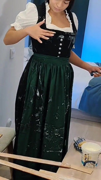 Austrian Woman in Dirndl Getting Dirty