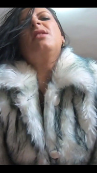 Face Fuck,cum Play While Wearing a Hot Grey Fur-coat and Long Boots 214
