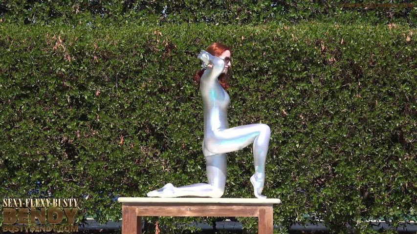 Bending in a Silver Spandex Suit (Flexilady) Bending in a Silver Spandex Suit (Flexilady)