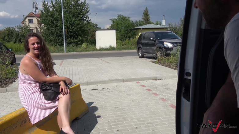 Take Van: Chubby babe get fed with fresh jizz after van sex